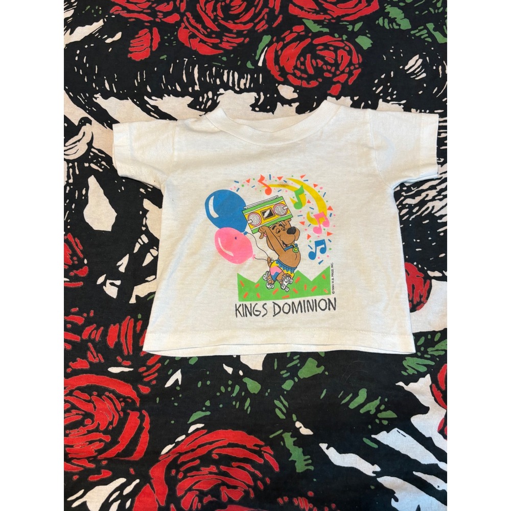 Vintage 1990 Kings Dominion Scooby-Doo Kids T-Shirt White Single Stitch Size M